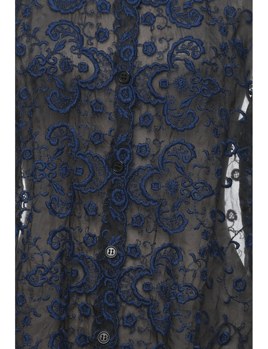 Embroidered Printed Top - L