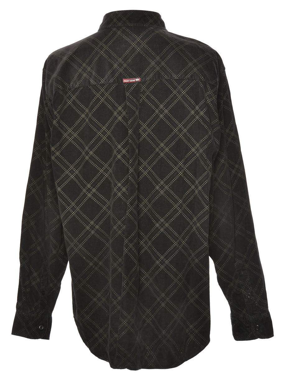 Corduroy Black Checked Shirt - L