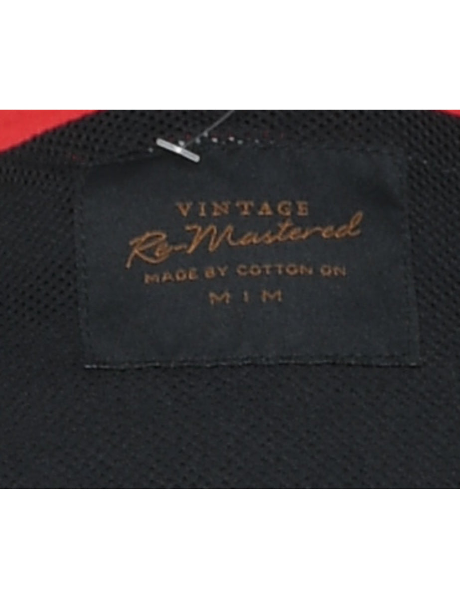 Black, White & Red Contrast Panel Nylon Jacket - M