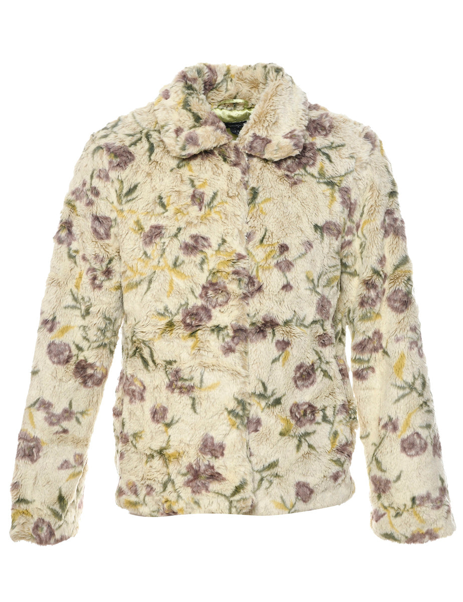 Beige Faux Fur Jacket - S