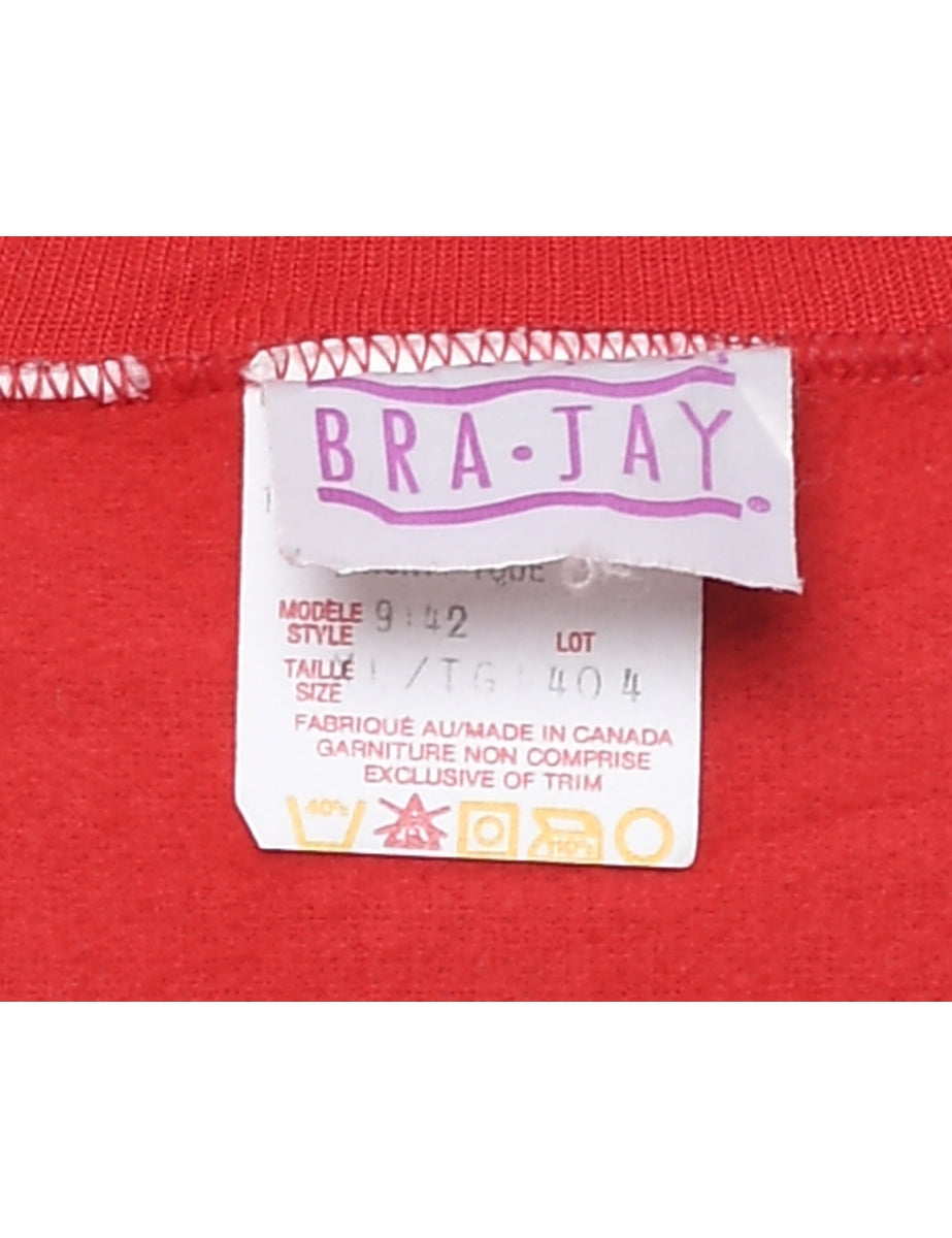 Teddy Bear Print Red Classic Christmas Sweatshirt - L