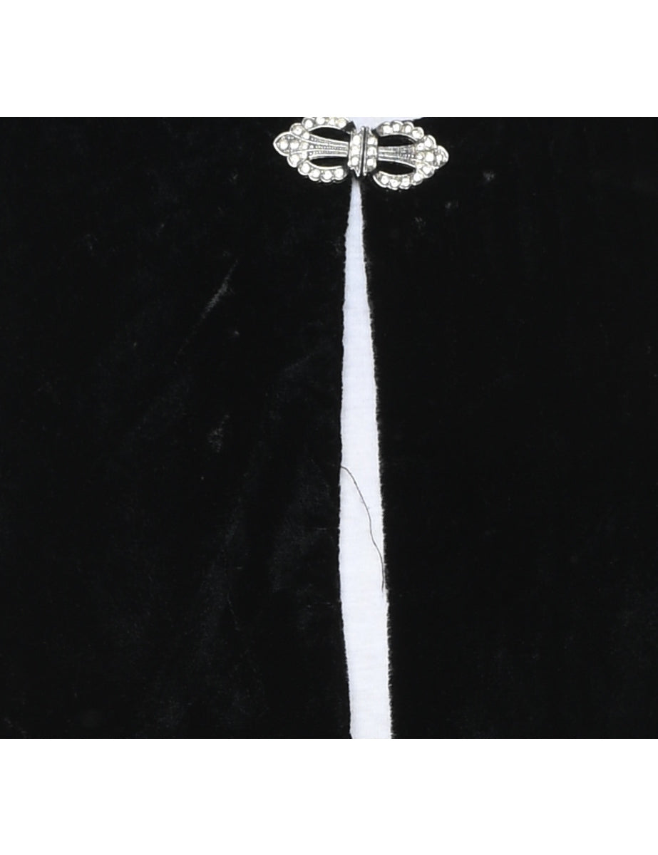 Cropped Black Velvet Evening Jacket - M