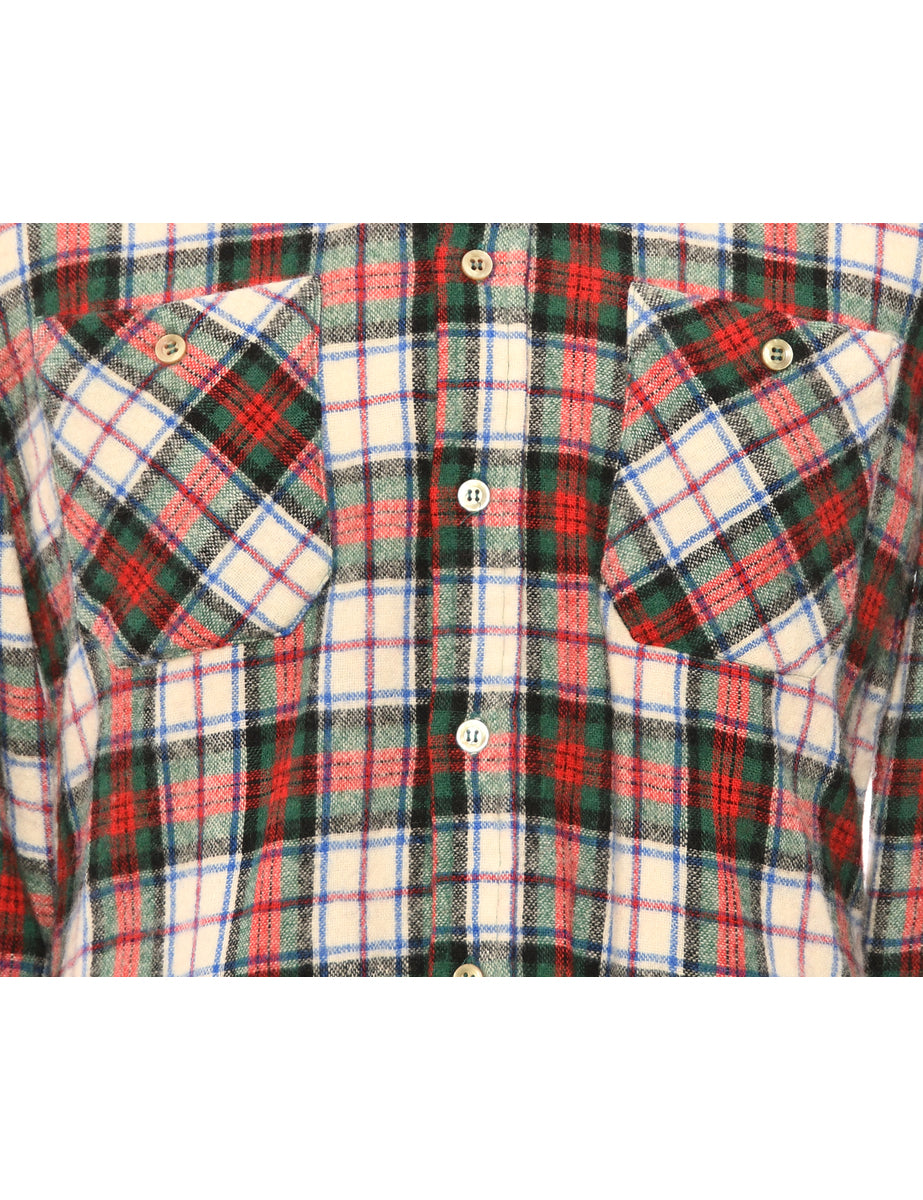 Long Sleeved Red Checked Shirt - M