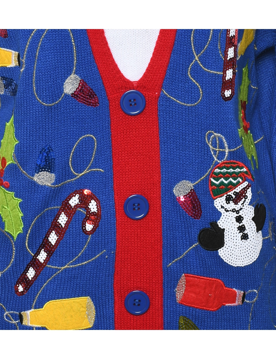 Festive Print Christmas Jumper - M