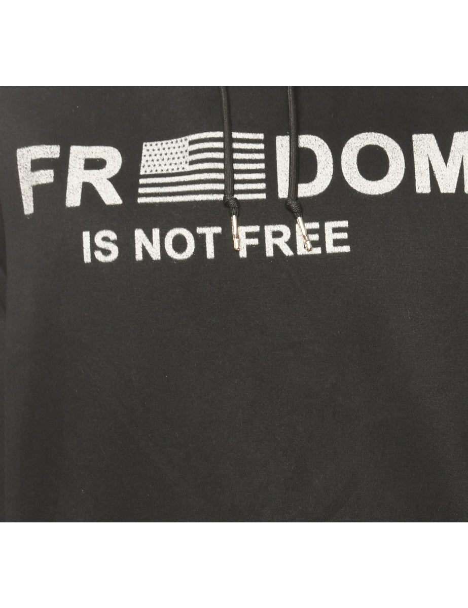 Black Printed Hoodie - M