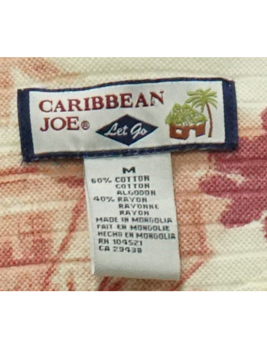 Caribbean Joe Hawaiian Button Front Polo Shirt - M