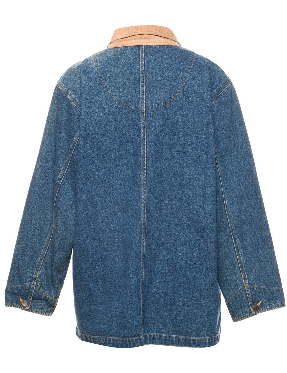 Bill Blass Corduroy Collar Denim Jacket - L