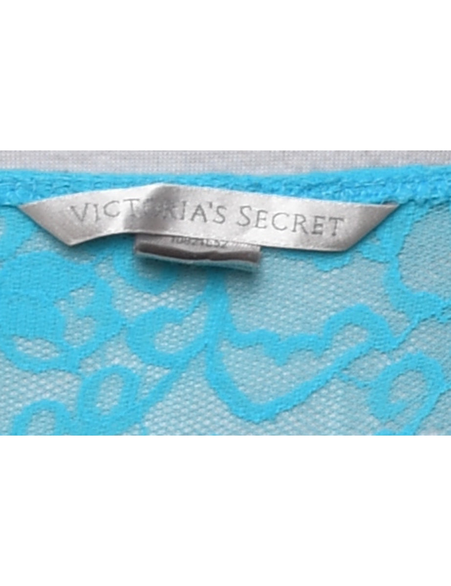 Floral Lace Light Blue Victoria's Secret Slip Dress - XS