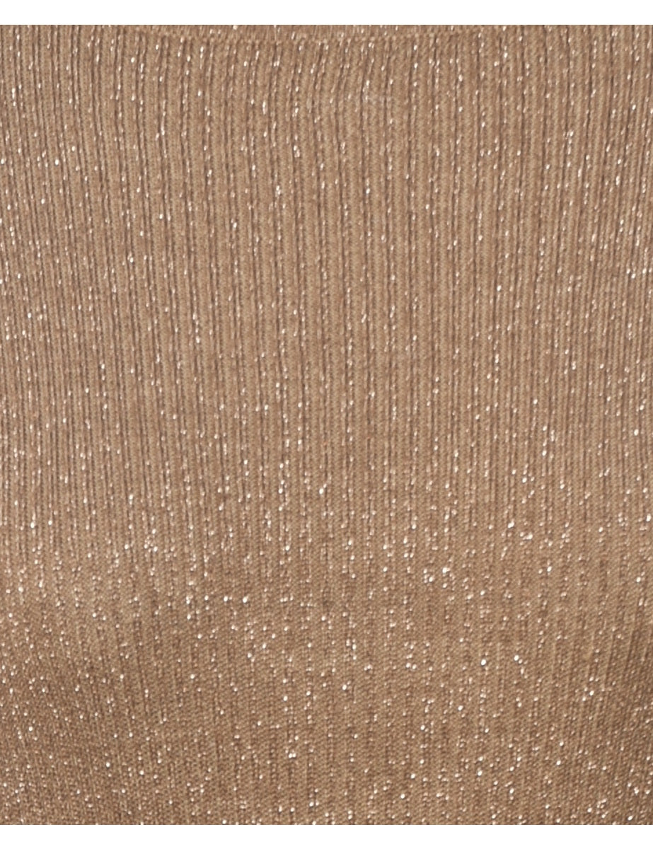 Lurex Thread Pattern Turtleneck Jumper - L