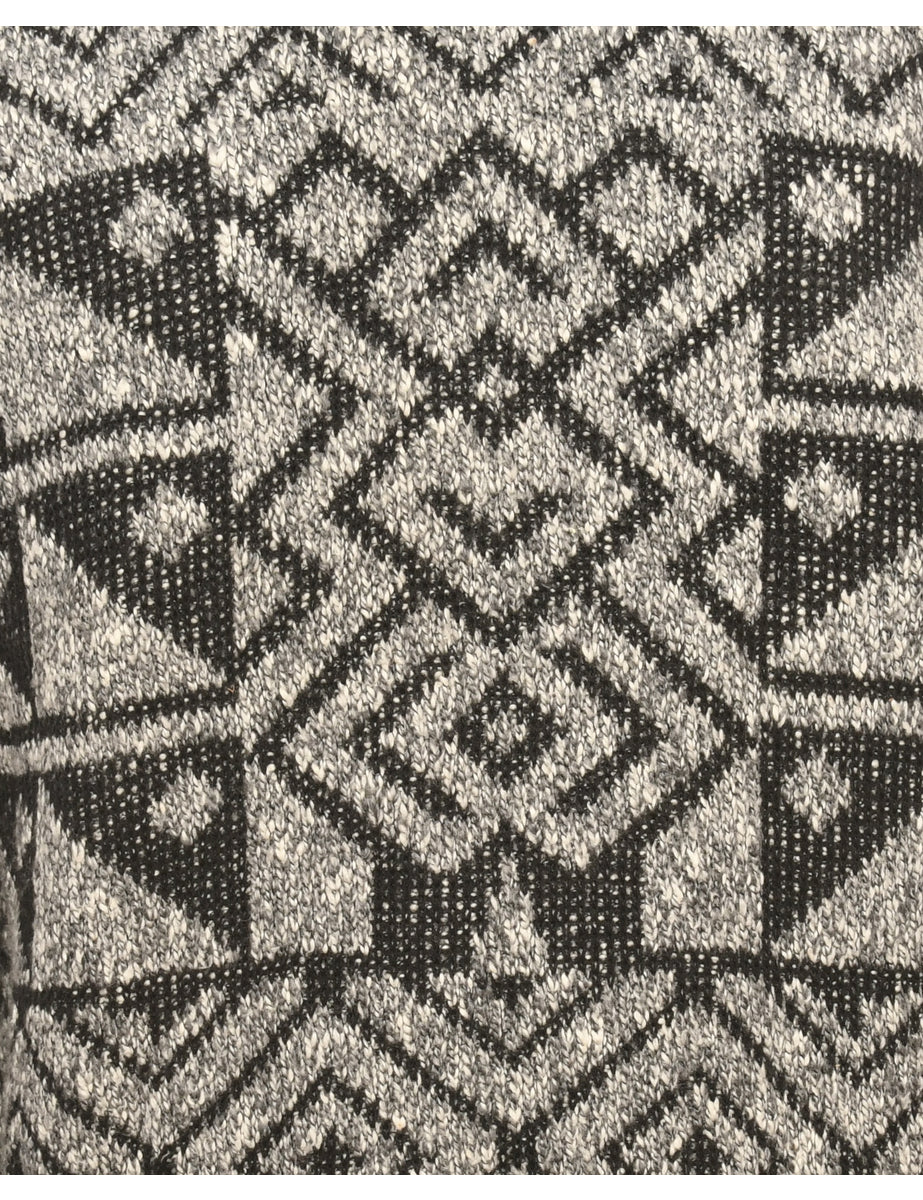 Patterned Grey Jumper - M