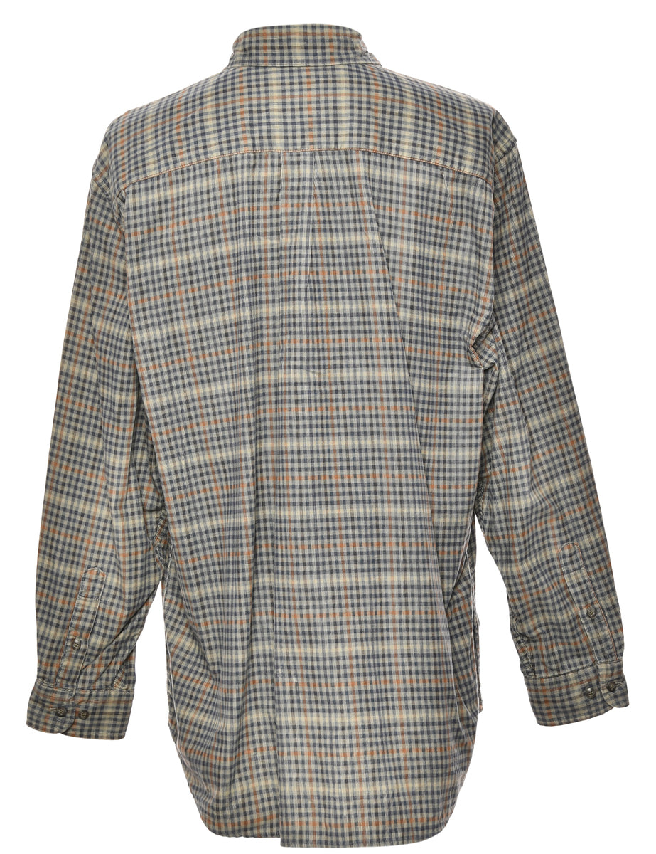 Navy & Grey Checked Shirt - L