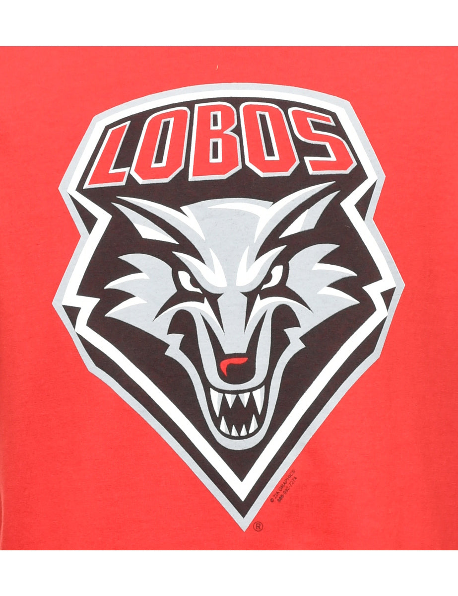 Lobos Printed Red T-shirt - L