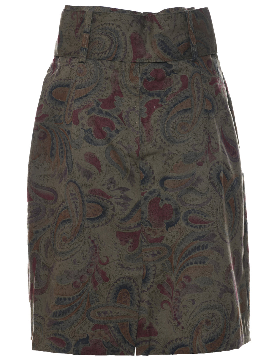 Paisley Print Pencil Skirt - M