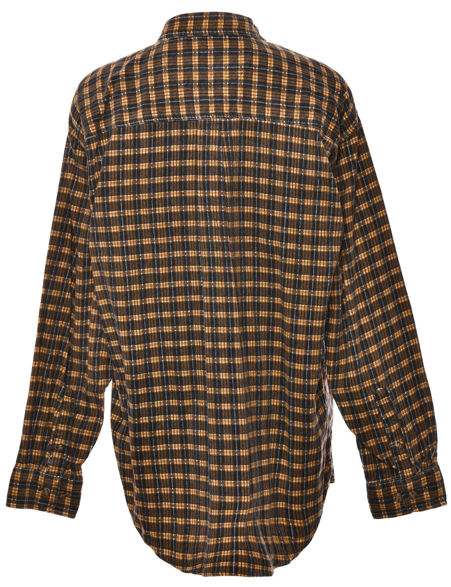 Corduroy Brown & Yellow Checked Shirt - XL