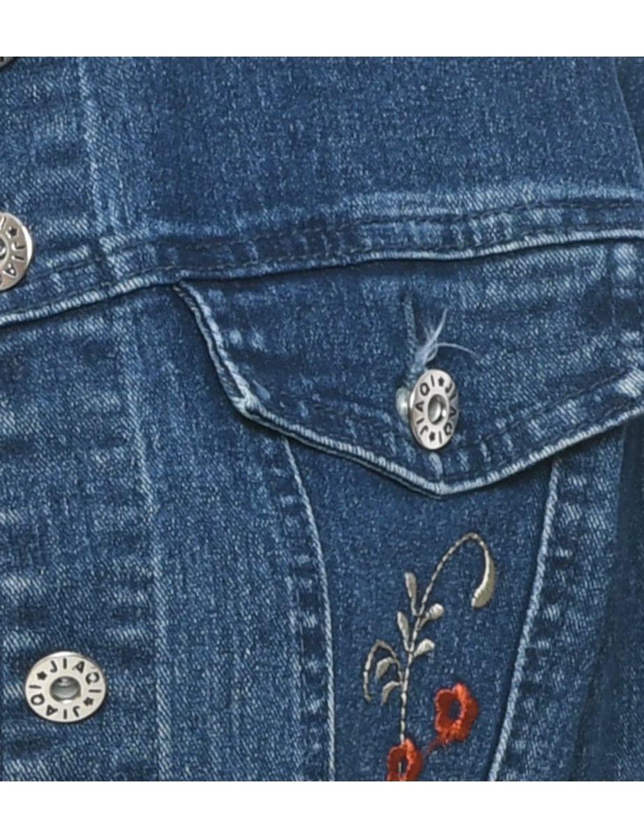 Floral Pattern Denim Jacket - M