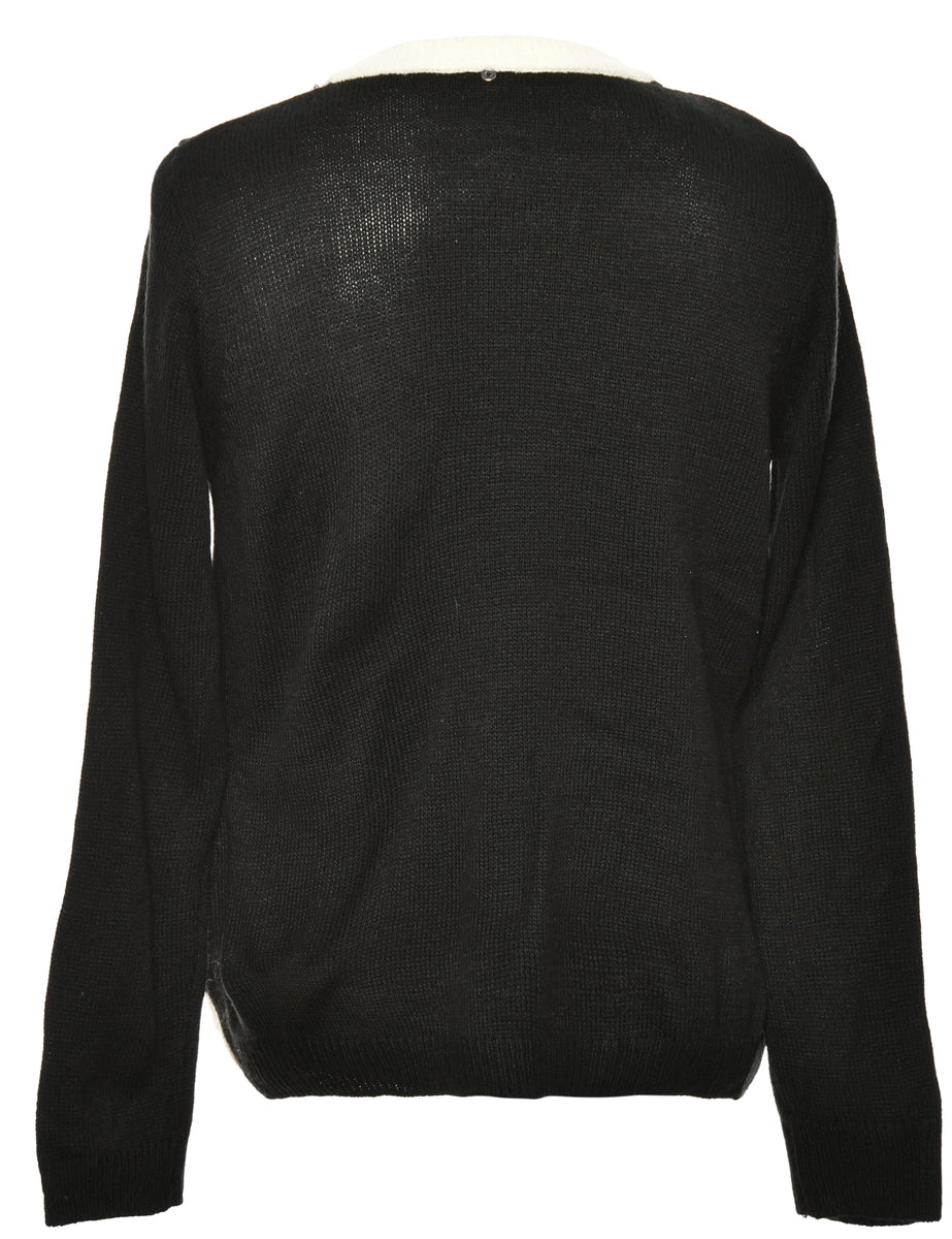 Black & Red Santa Claus Design Jumper - M