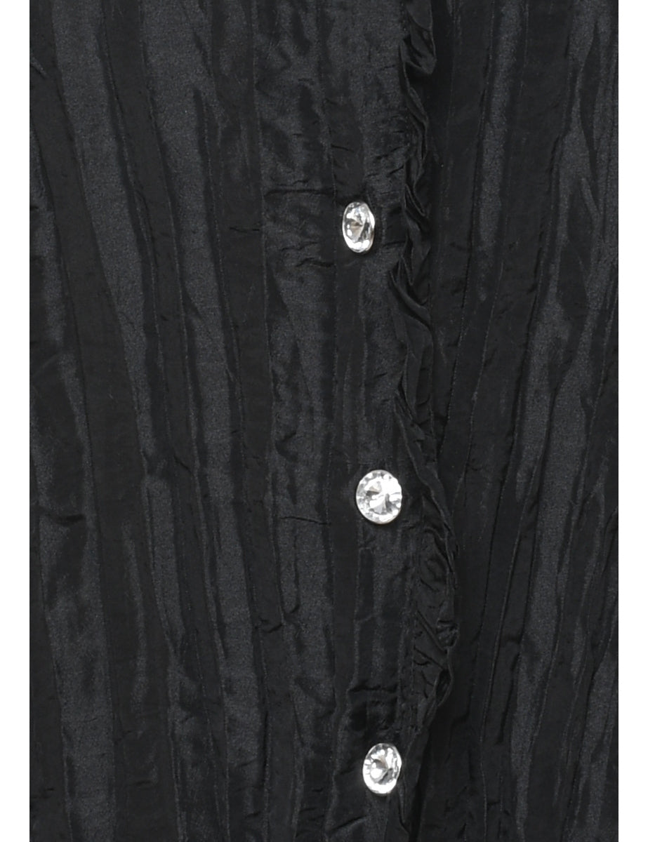 Black Diamonte Button Evening Jacket - M