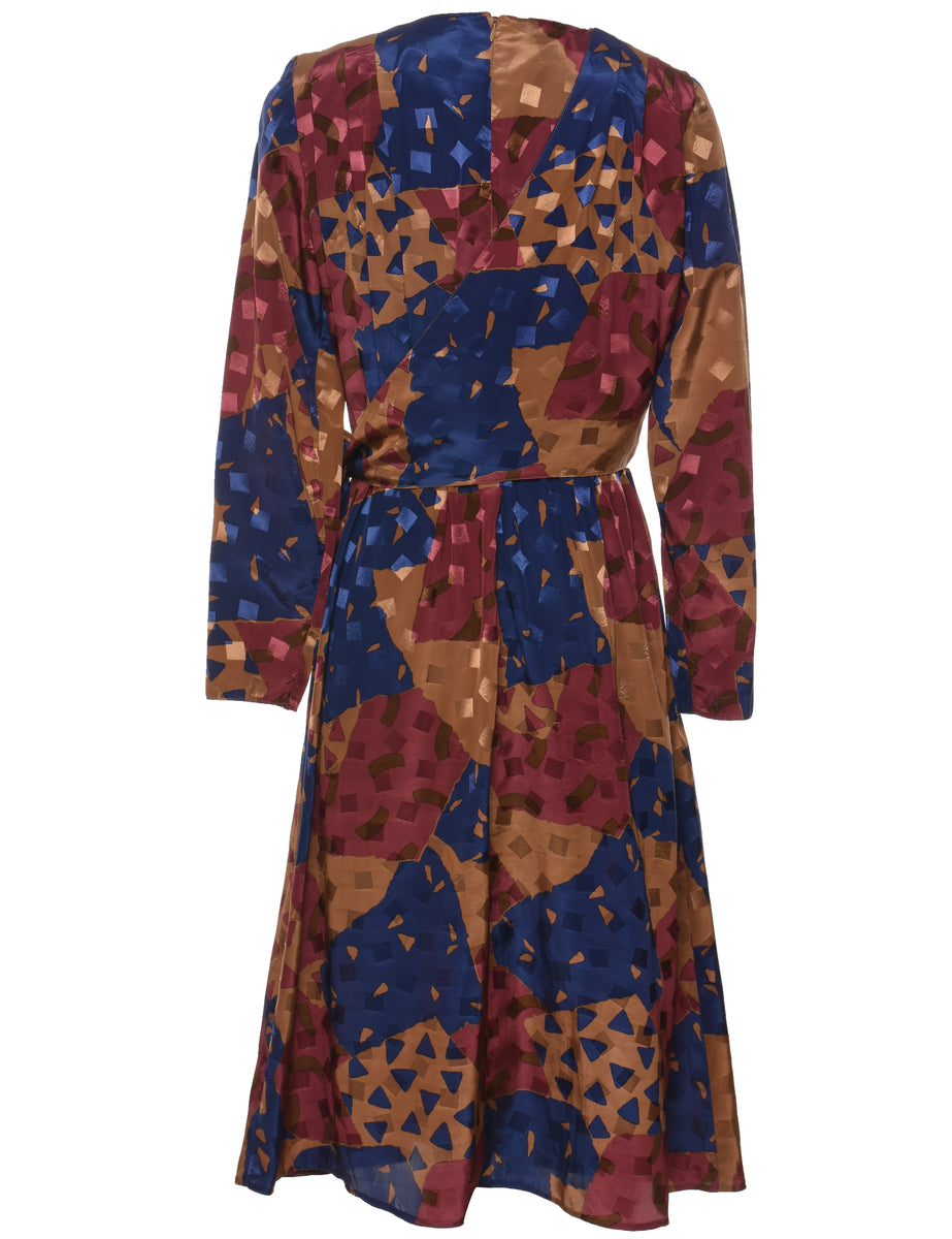 Novelty Print Multi-Colour 1980s Dress - M
