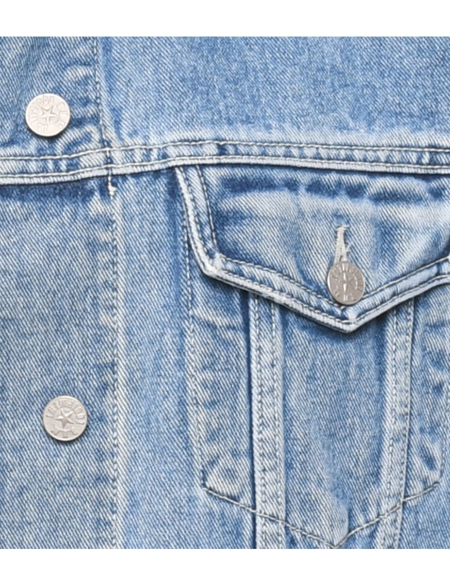 Button Front Denim Jacket - L
