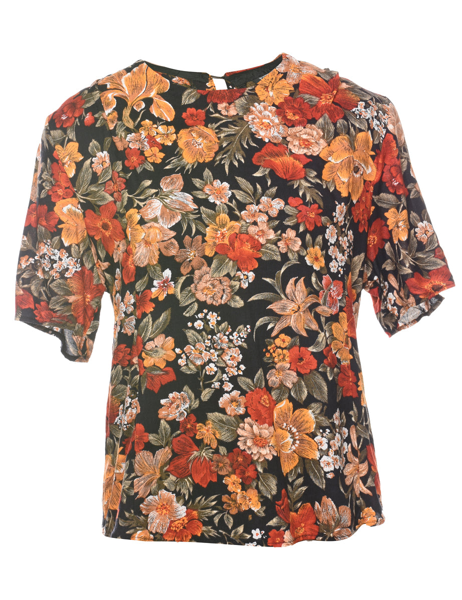 Floral Printed Multi-Colour Top - M