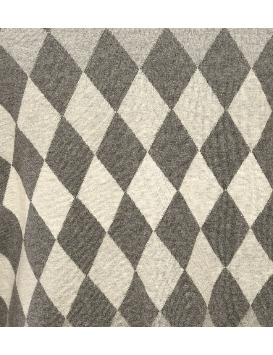 Argyle Grey Jumper - M