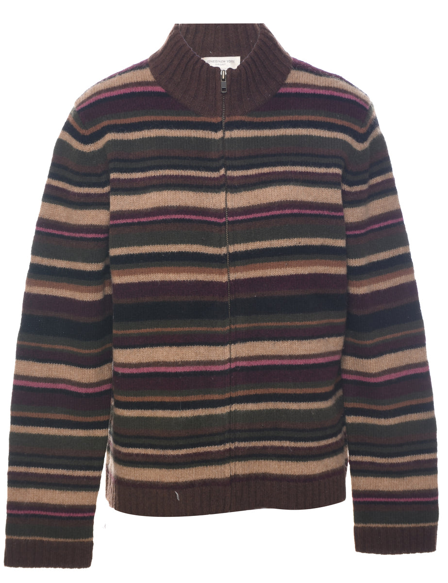 Striped Wool Cardigan - M