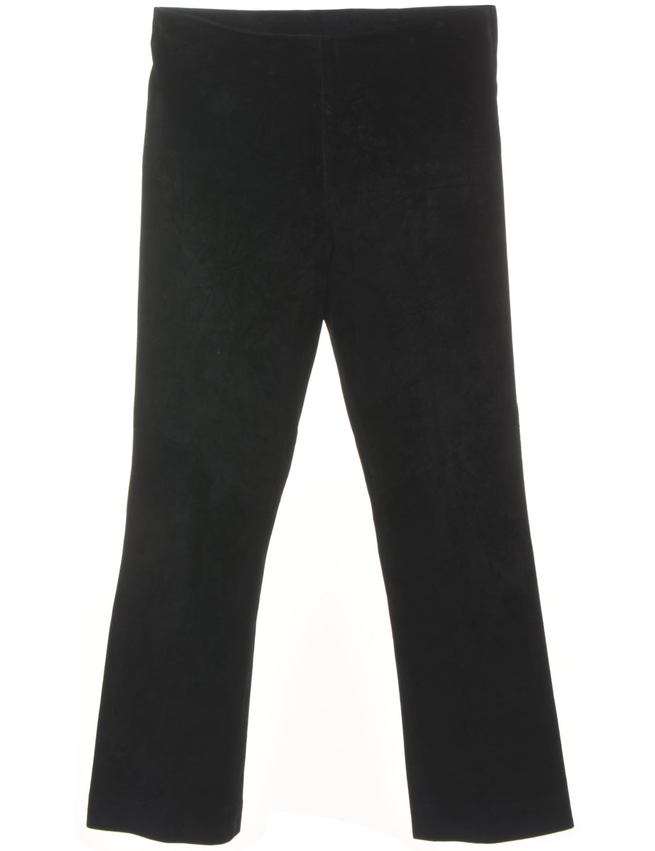 Plain Black Suede Trousers - W28 L29