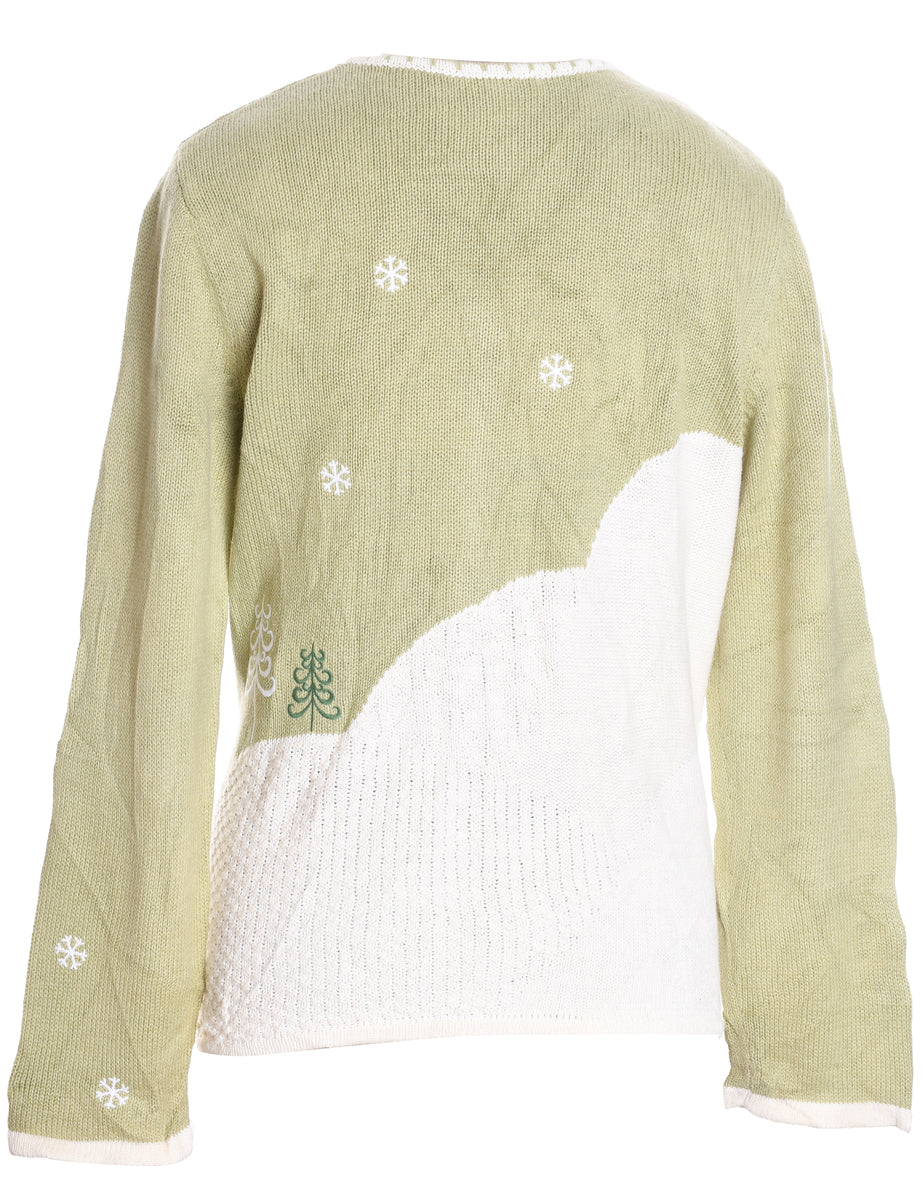 Festive Print Christmas Cardigan - XL