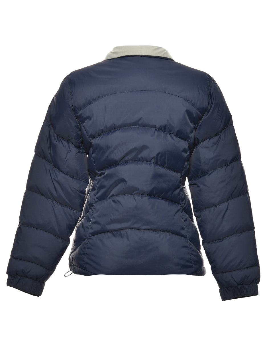 Navy Zip-Front Puffer Jacket - XS