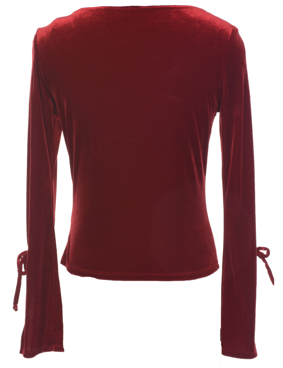 Cropped Velvet Fabric Evening Top - M