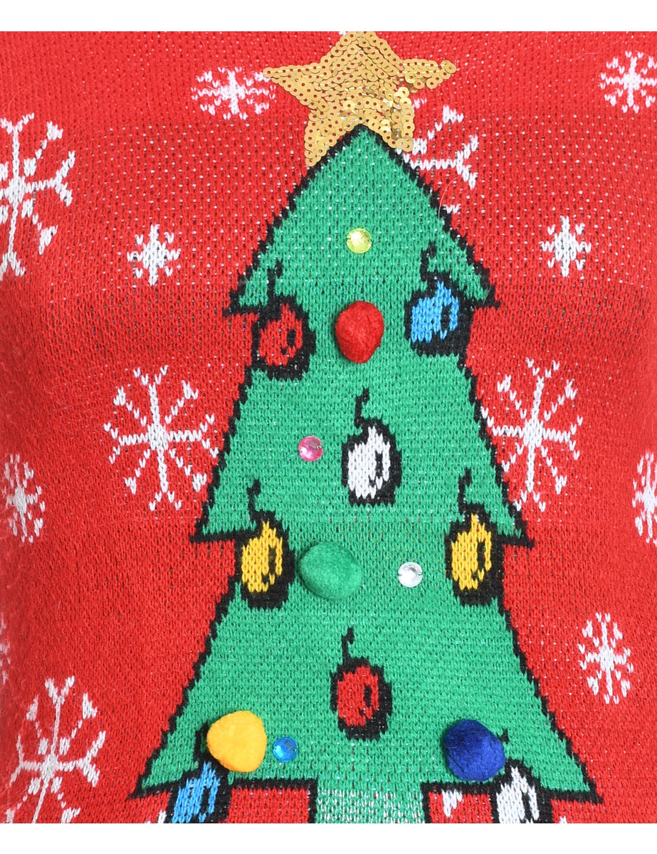 Christmas Tree Print Jumper - S