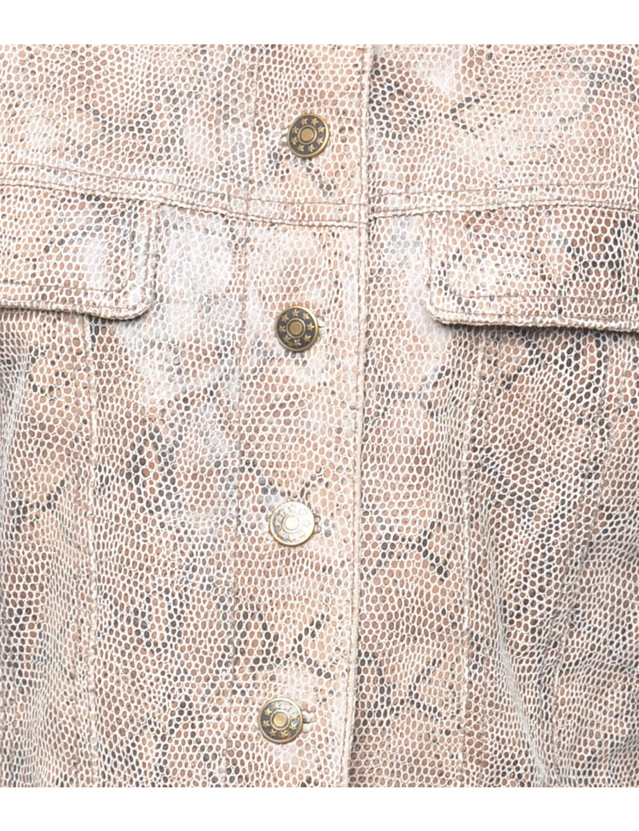 Snakeskin Faux Leather Jacket - L
