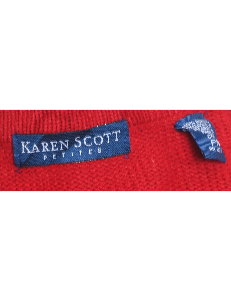 Festive Design Red Christmas Cardigan - M