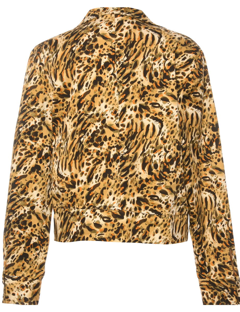 Animal Print Brown Jacket - M