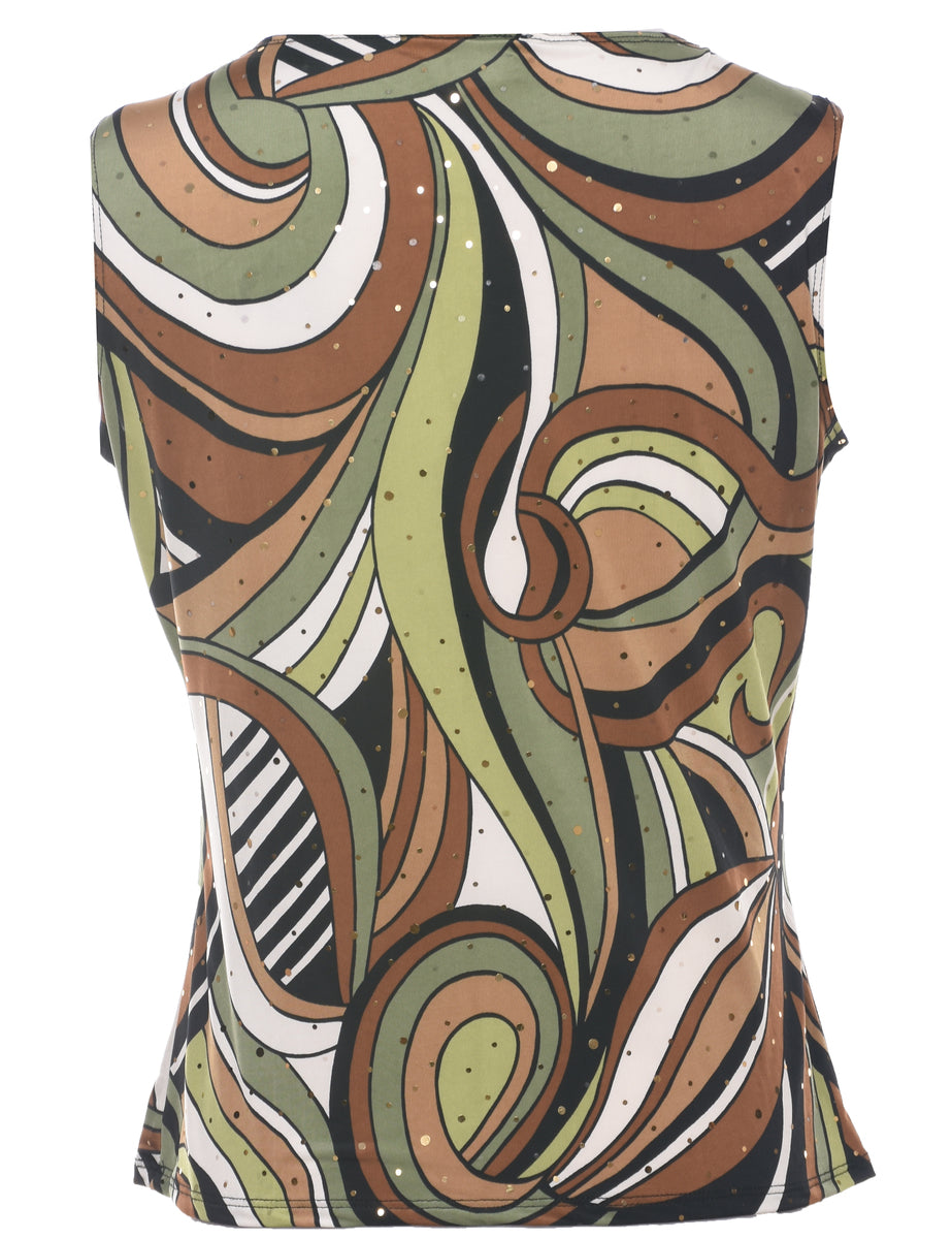 Abstract Print Y2K Evening Top - M
