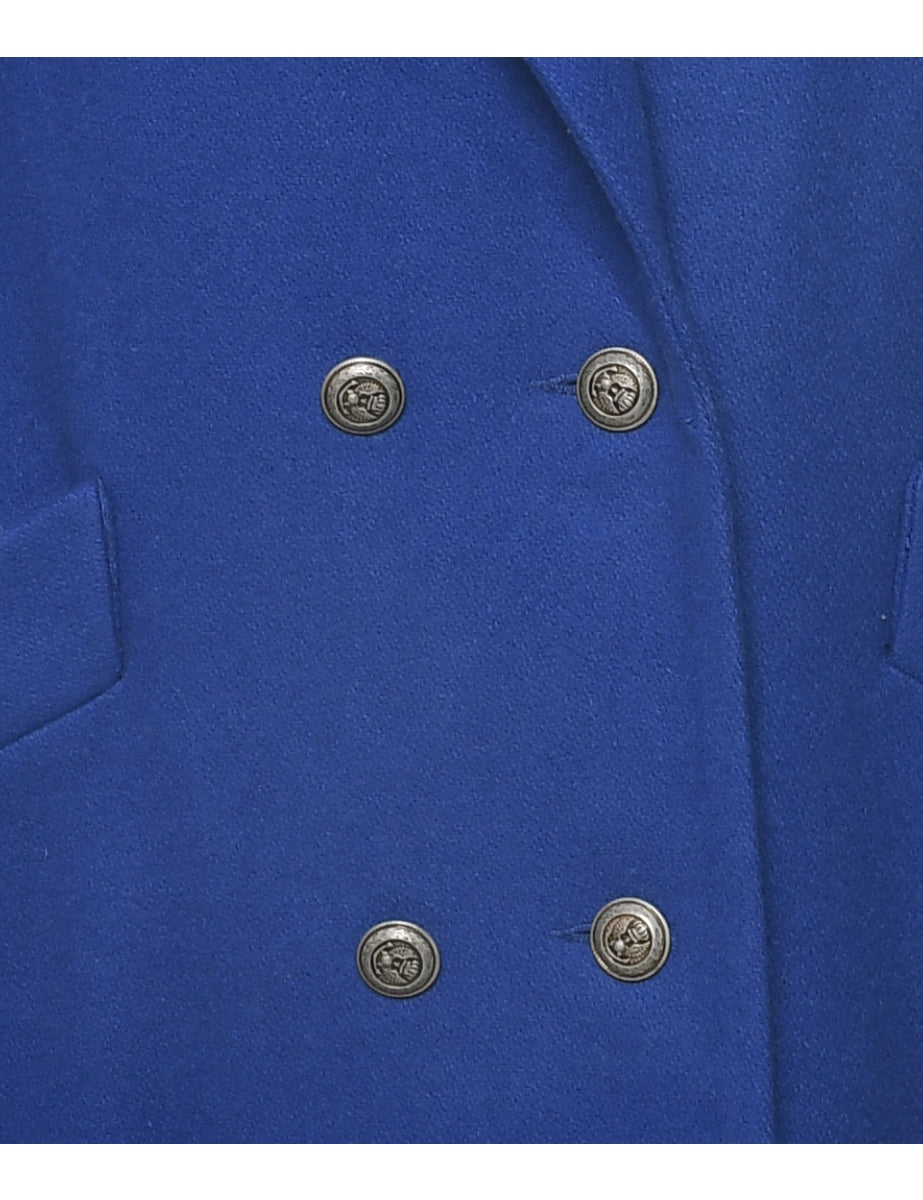 Blue Wool Coat - L
