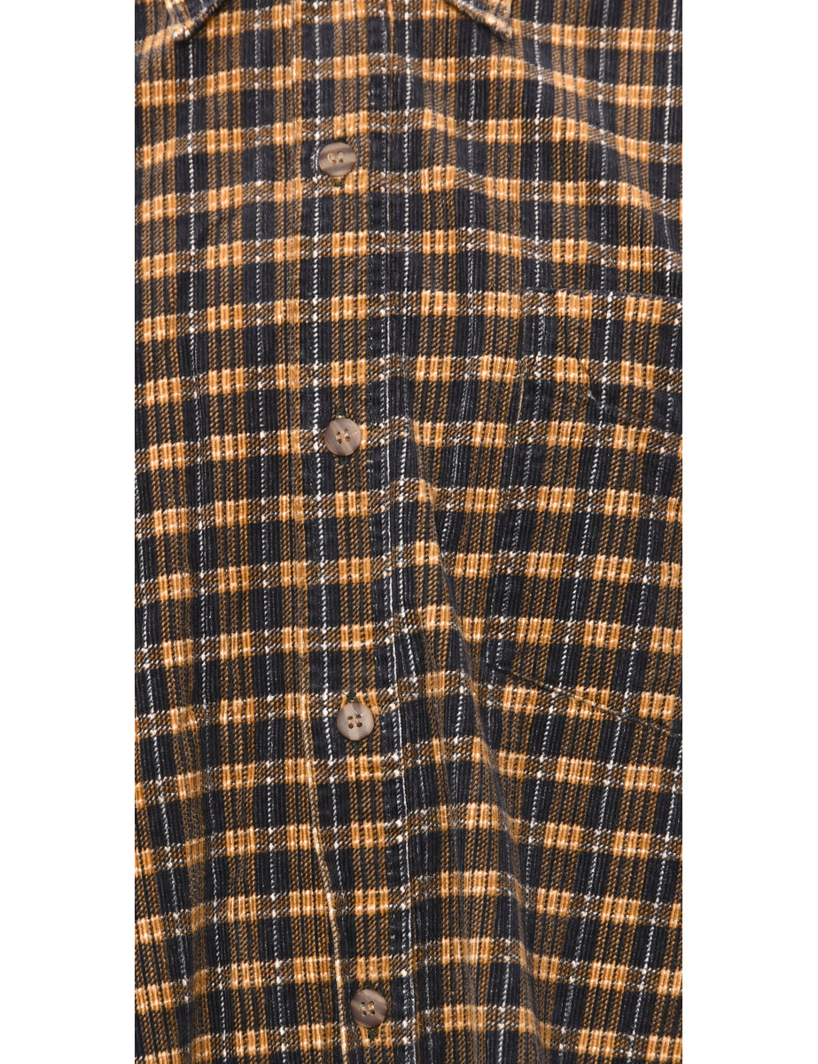 Corduroy Brown & Yellow Checked Shirt - XL