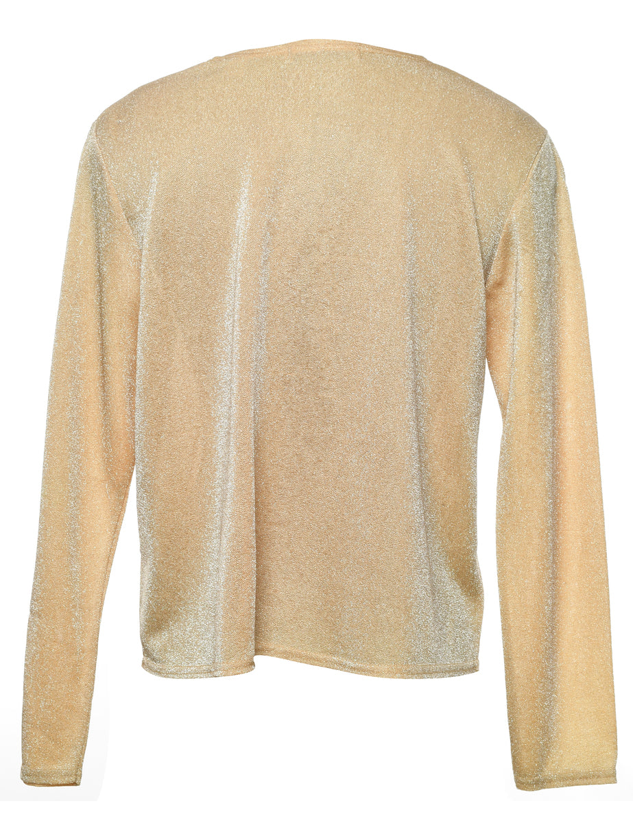 Gold Sparkly Metallic Evening Jacket - M