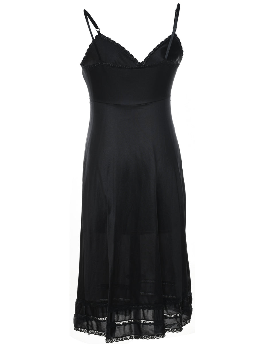 Black Classic Lace Trim Slip - M