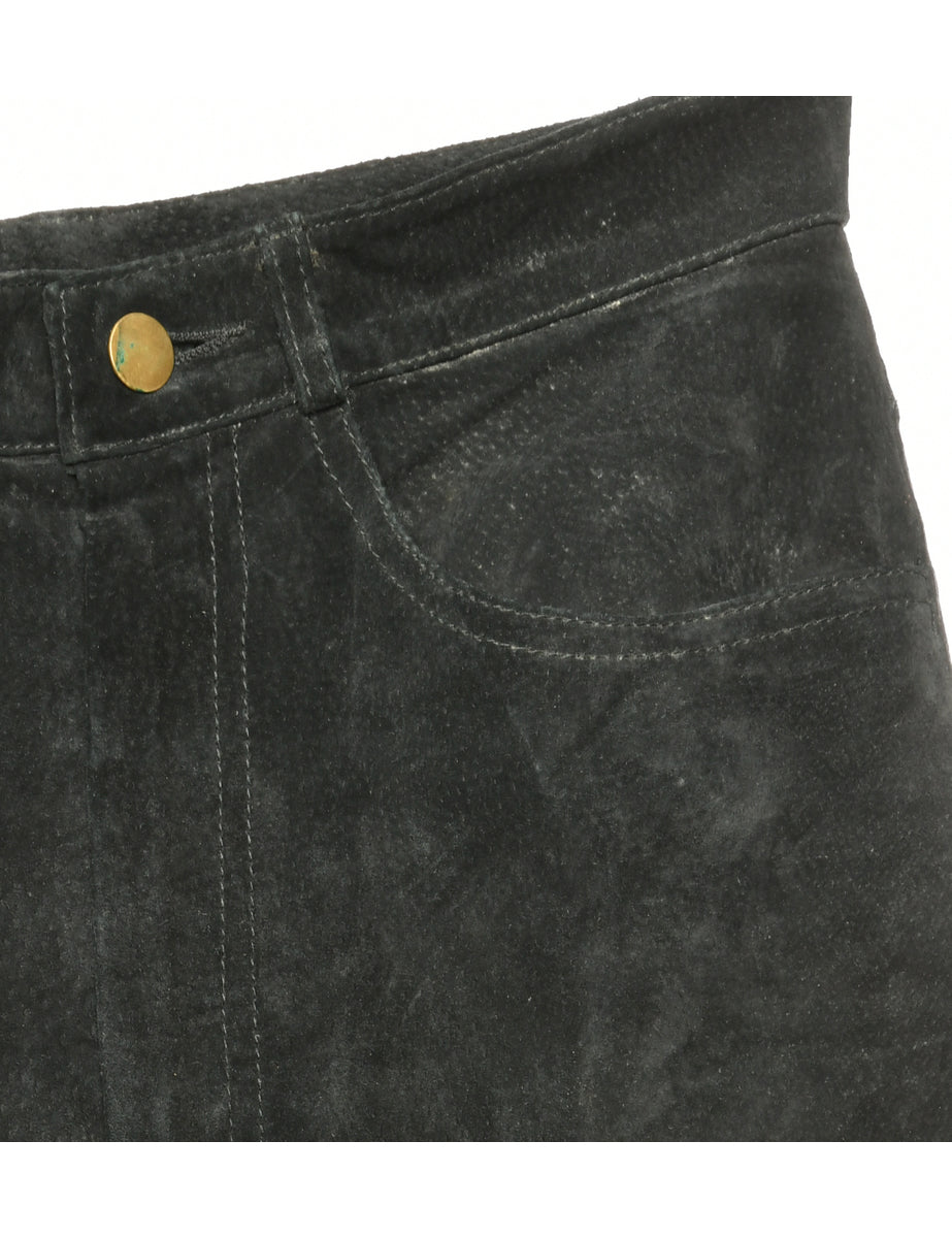 Black Suede Trousers - W28 L31