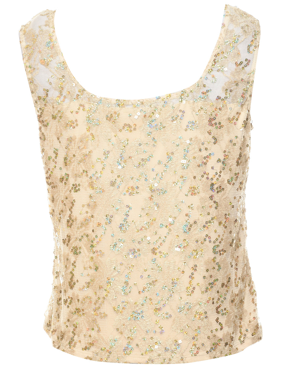Sequined Gold Evening Top - M