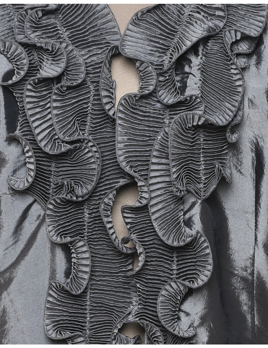 Silver Ruffled Evening Jacket - L