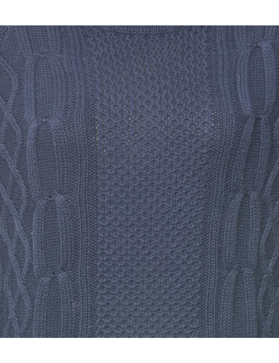 Navy Cable Knit Jumper - M