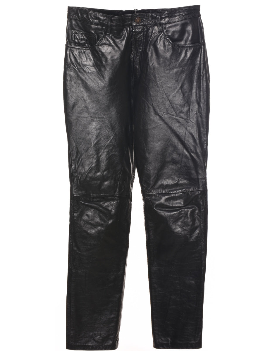 Black Leather Trousers - W30 L30