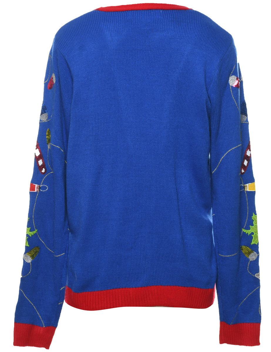 Festive Print Christmas Jumper - M