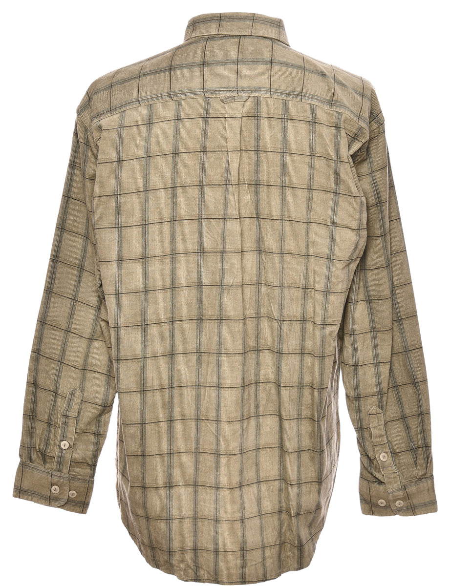 Corduroy Light Blue & Light Brown Checked Shirt - L