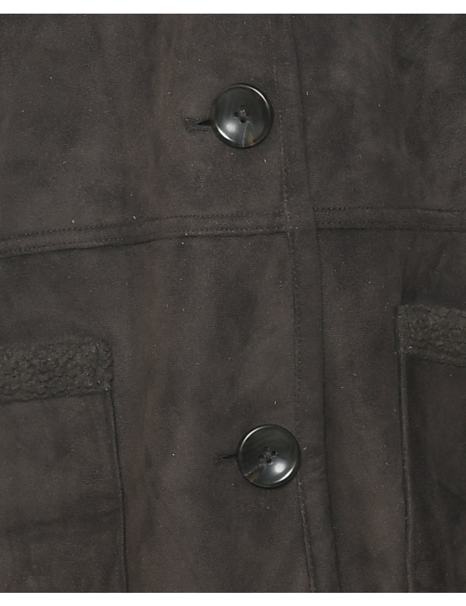 Single Breasted Shearling Jacket - L