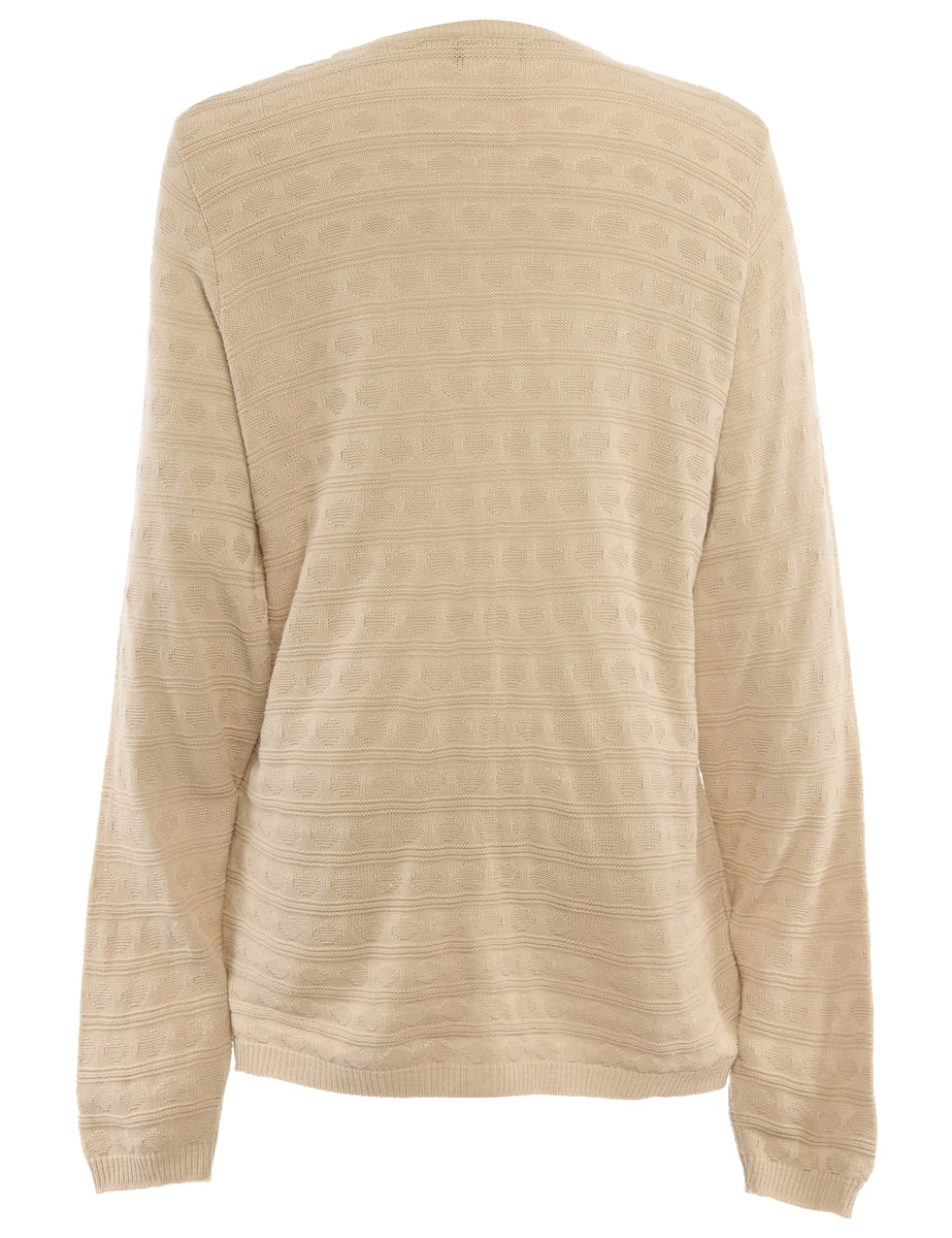 Button Through Brown Cardigan - L