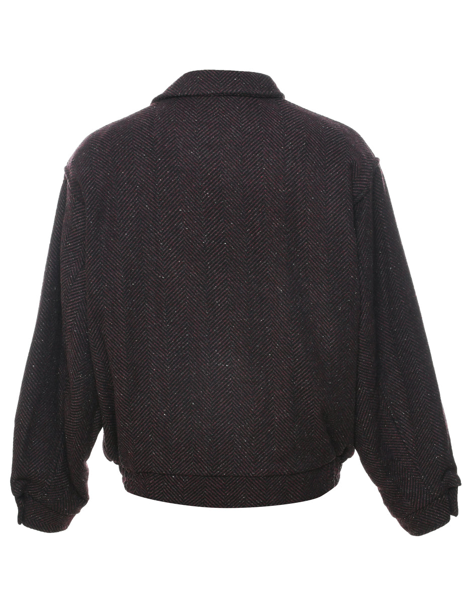 Herringbone Tweed Wool Jacket - L
