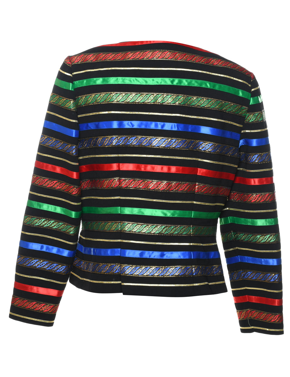Multi-colour Striped Evening Jacket - M